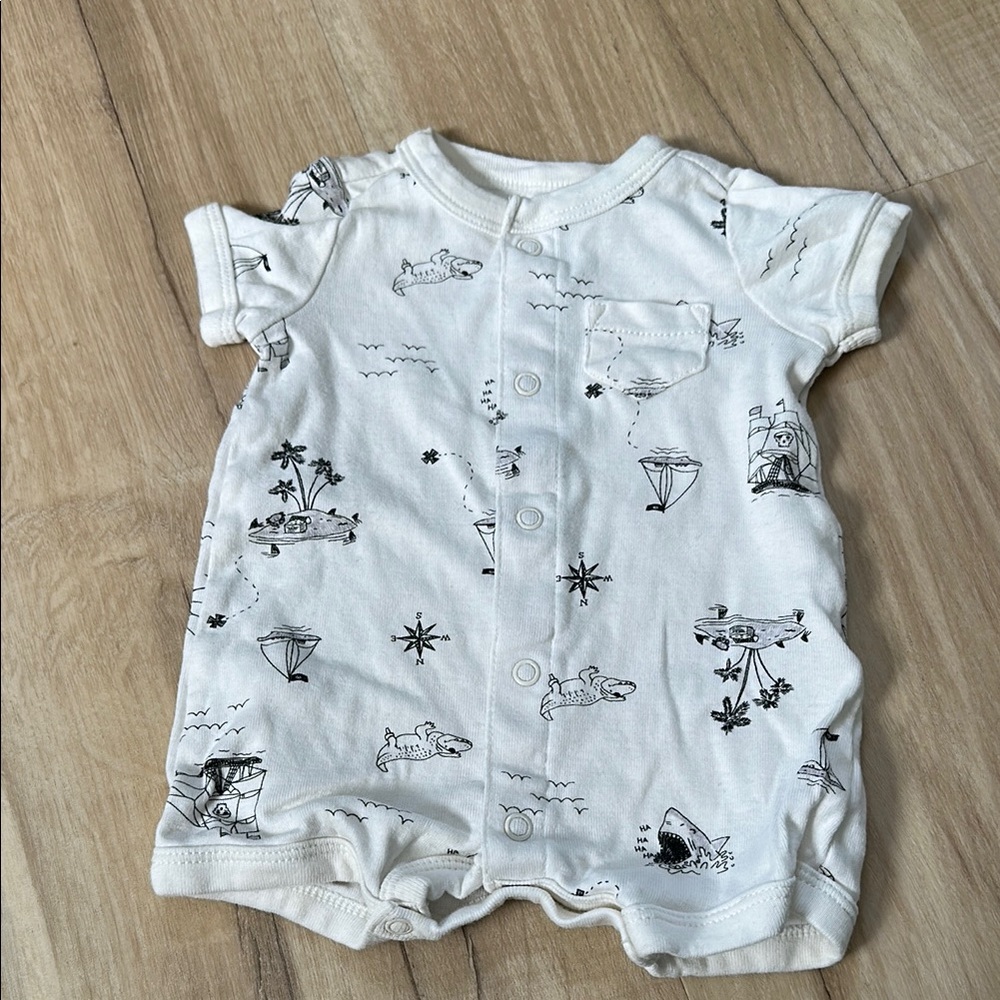Carter's Cream and Black Printed Bodysuit